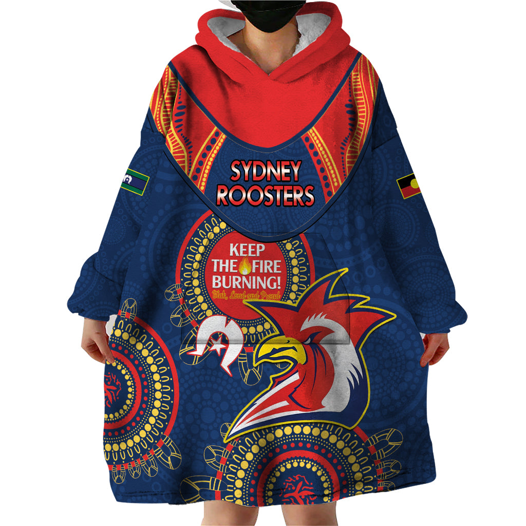 Custom NRL Roosters NAIDOC Week Wearable Blanket Hoodie Keep The Fire Burning Indigenous Art - Vibe Hoodie Shop