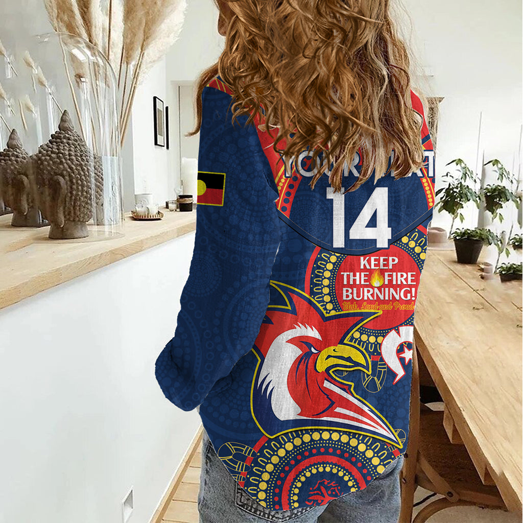 Custom NRL Roosters NAIDOC Week Women Casual Shirt Keep The Fire Burning Indigenous Art - Vibe Hoodie Shop