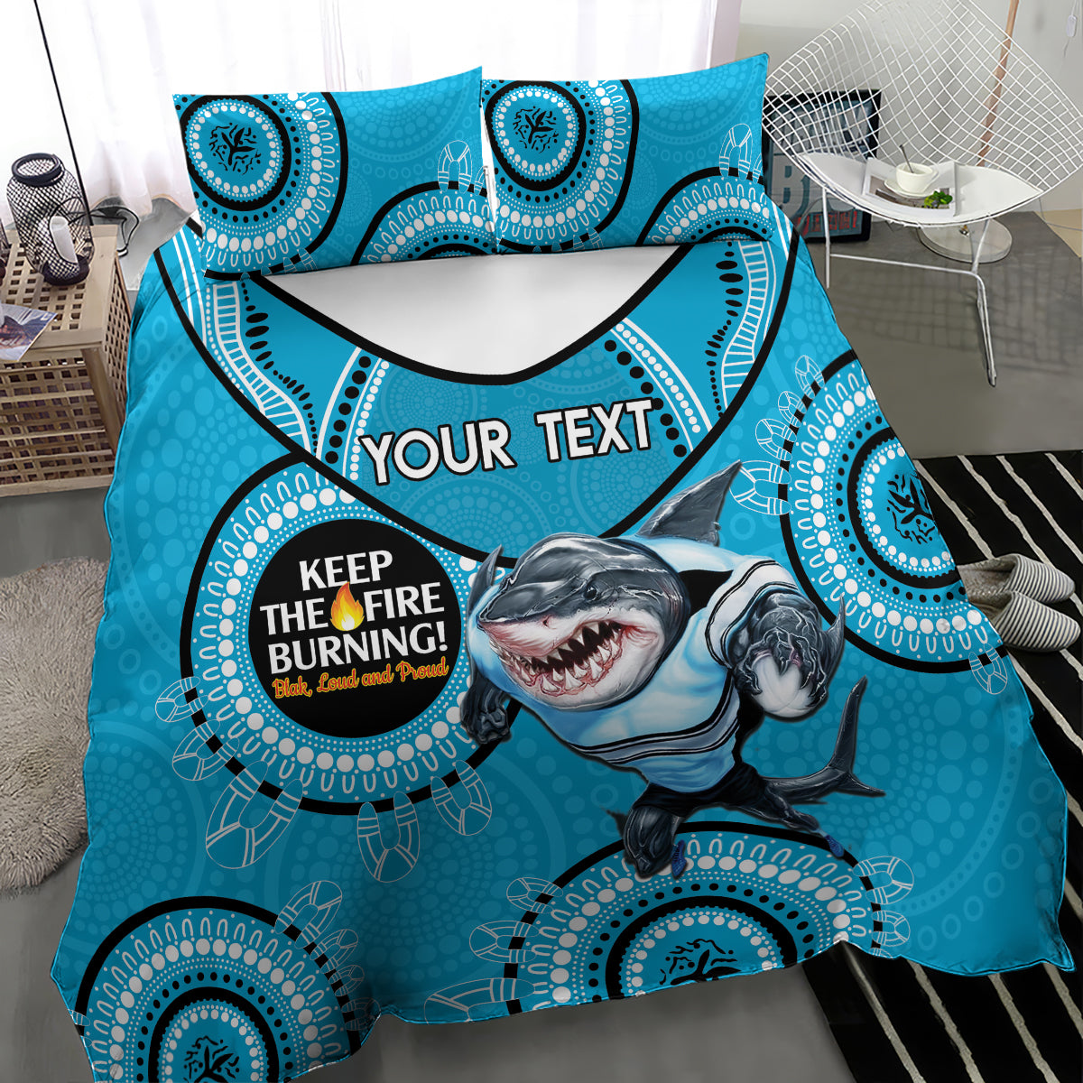 Custom NRL Sharks NAIDOC Week Bedding Set Keep The Fire Burning Indigenous Art - Vibe Hoodie Shop