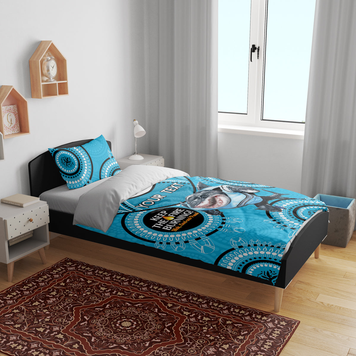 Custom NRL Sharks NAIDOC Week Bedding Set Keep The Fire Burning Indigenous Art - Vibe Hoodie Shop