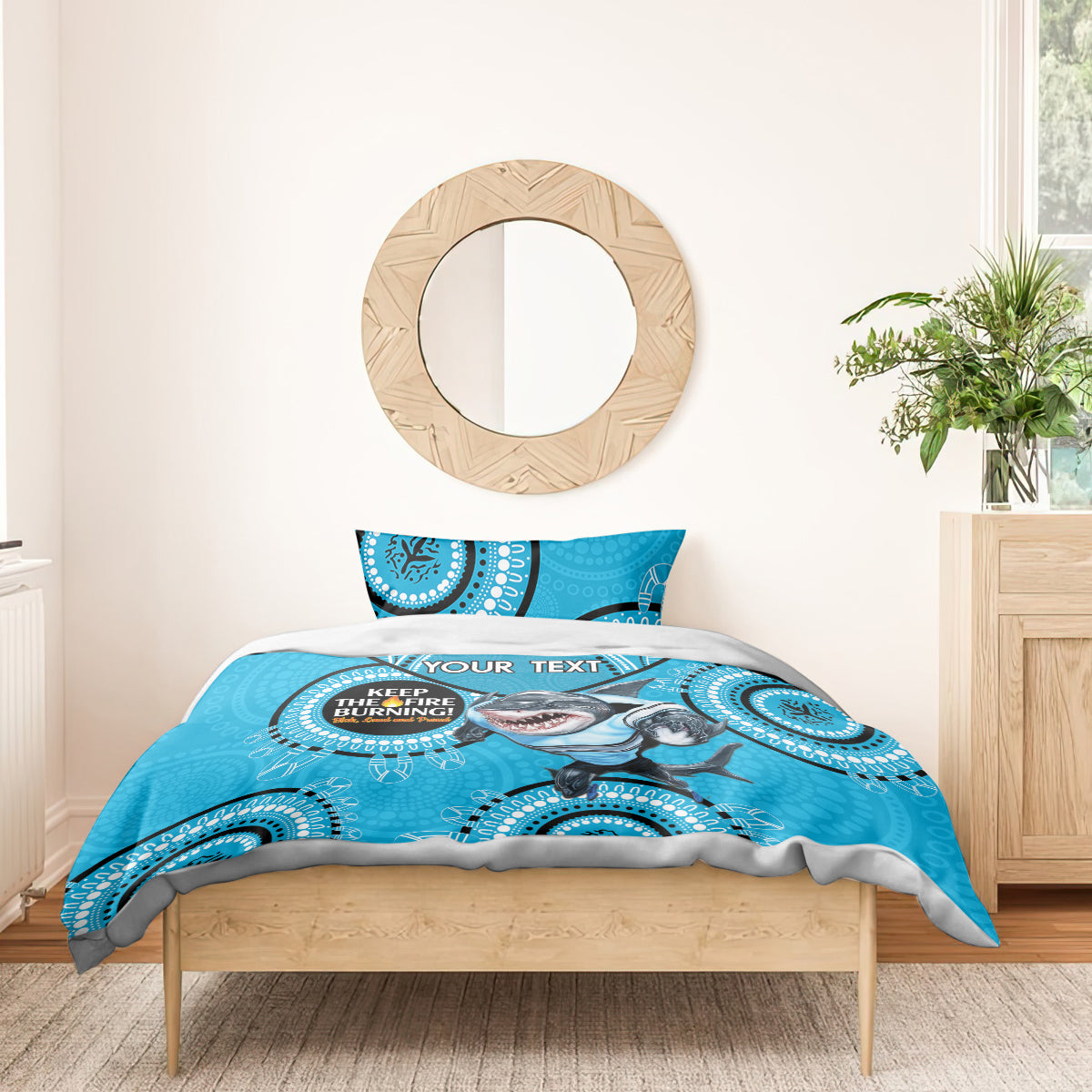 Custom NRL Sharks NAIDOC Week Bedding Set Keep The Fire Burning Indigenous Art - Vibe Hoodie Shop