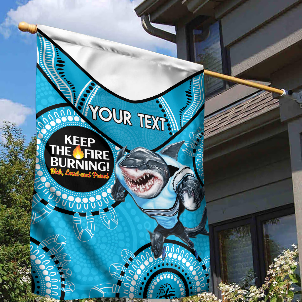 Custom NRL Sharks NAIDOC Week Garden Flag Keep The Fire Burning Indigenous Art - Vibe Hoodie Shop