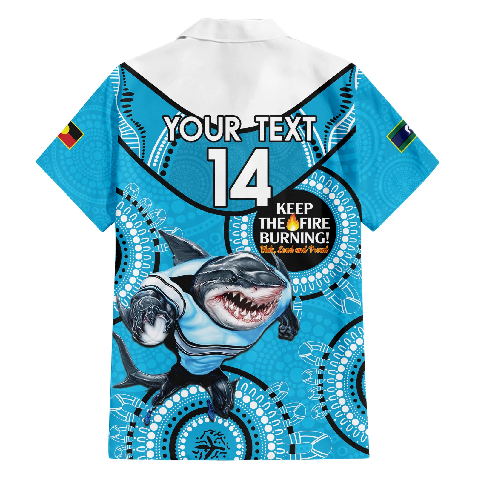 Custom NRL Sharks NAIDOC Week Hawaiian Shirt Keep The Fire Burning Indigenous Art - Vibe Hoodie Shop