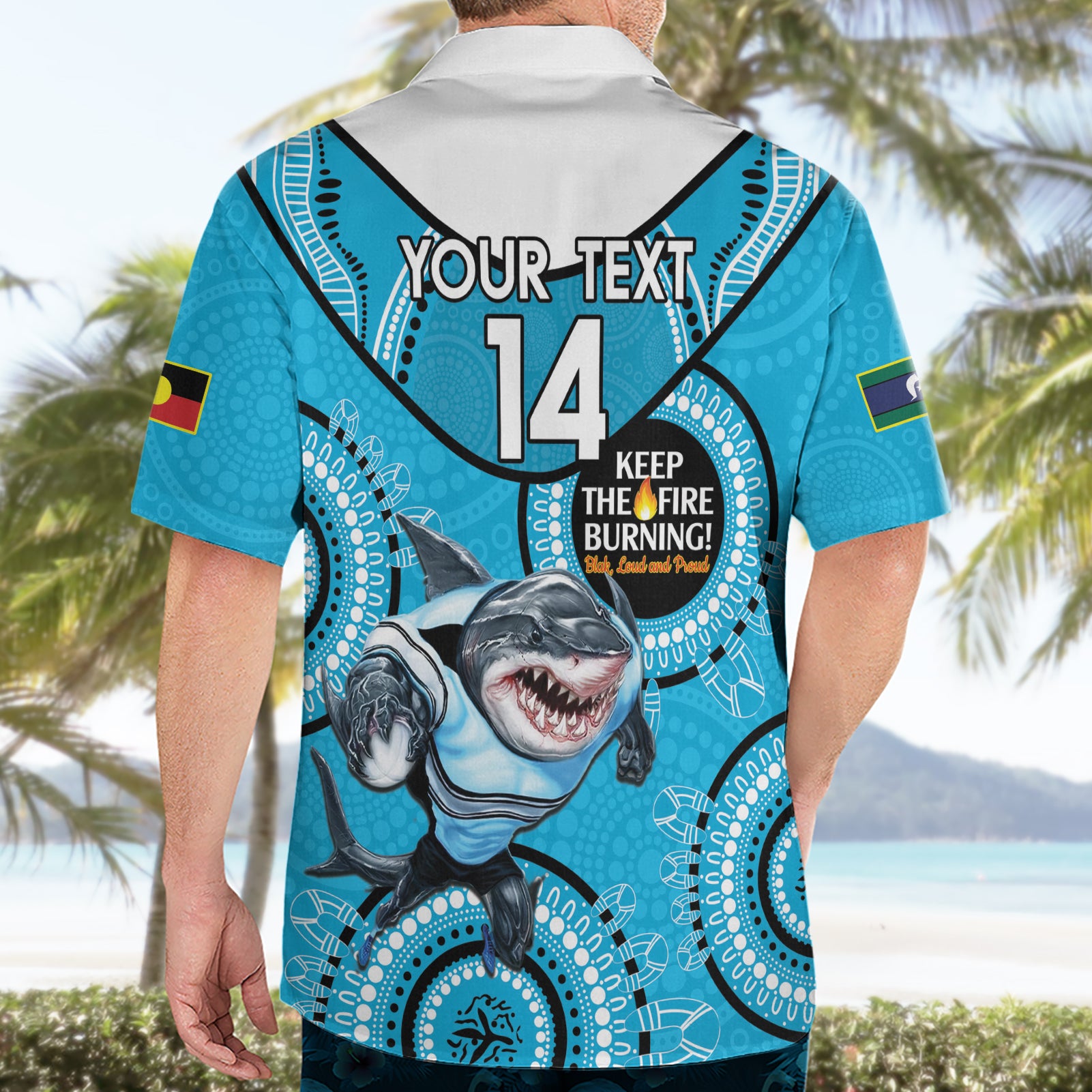 Custom NRL Sharks NAIDOC Week Hawaiian Shirt Keep The Fire Burning Indigenous Art - Vibe Hoodie Shop