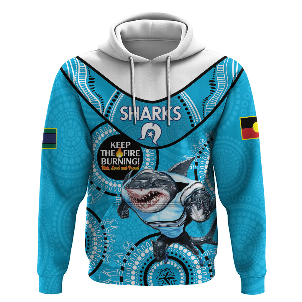Custom NRL Sharks NAIDOC Week Hoodie Keep The Fire Burning Indigenous Art - Vibe Hoodie Shop