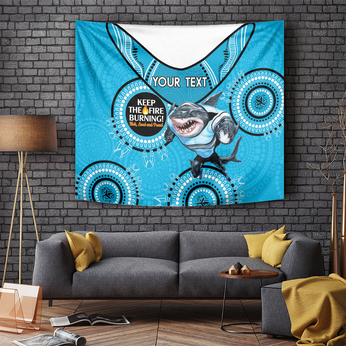 Custom NRL Sharks NAIDOC Week Tapestry Keep The Fire Burning Indigenous Art - Vibe Hoodie Shop