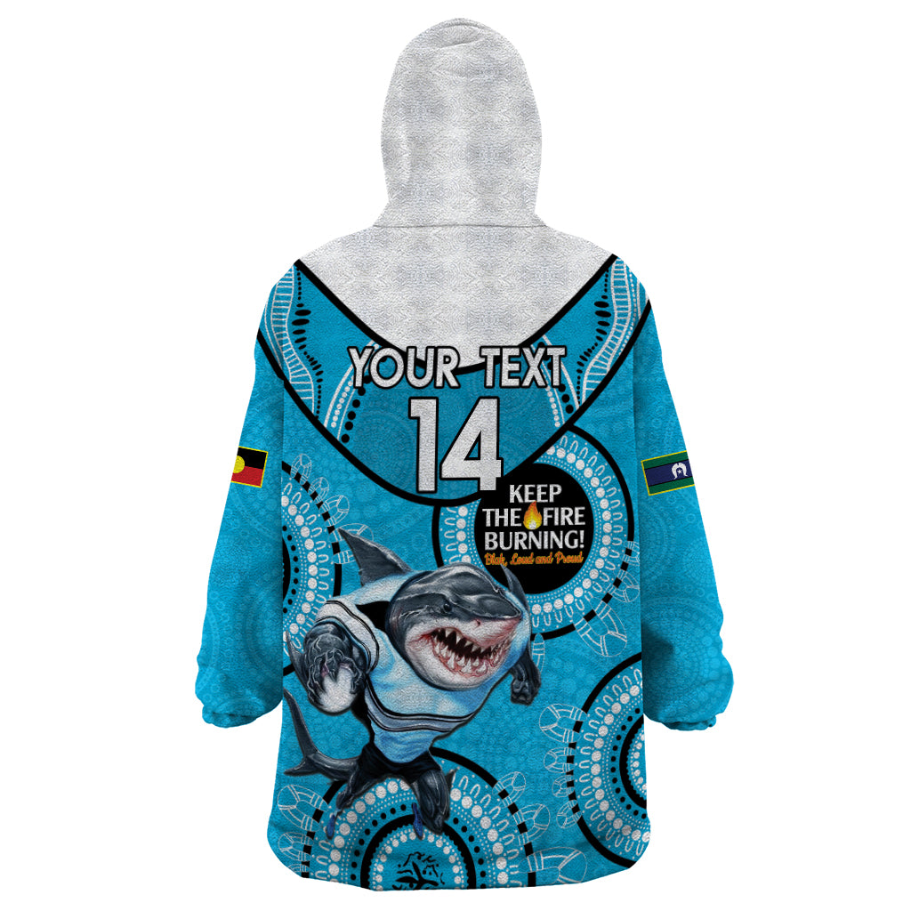 Custom NRL Sharks NAIDOC Week Wearable Blanket Hoodie Keep The Fire Burning Indigenous Art - Vibe Hoodie Shop