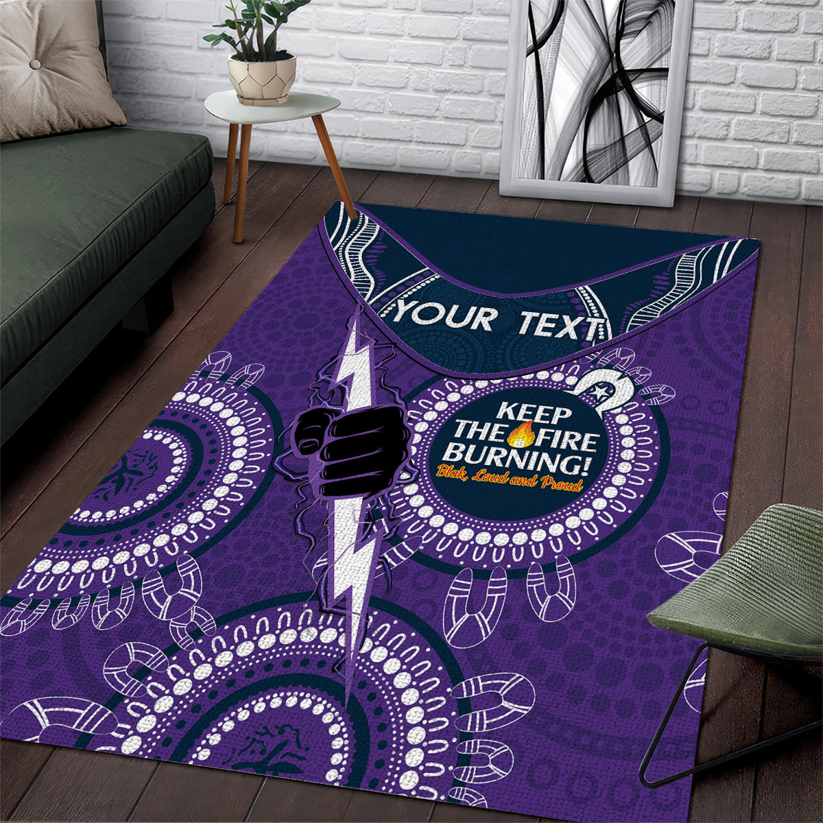 Custom NRL Storm NAIDOC Week Area Rug Keep The Fire Burning Indigenous Art - Vibe Hoodie Shop