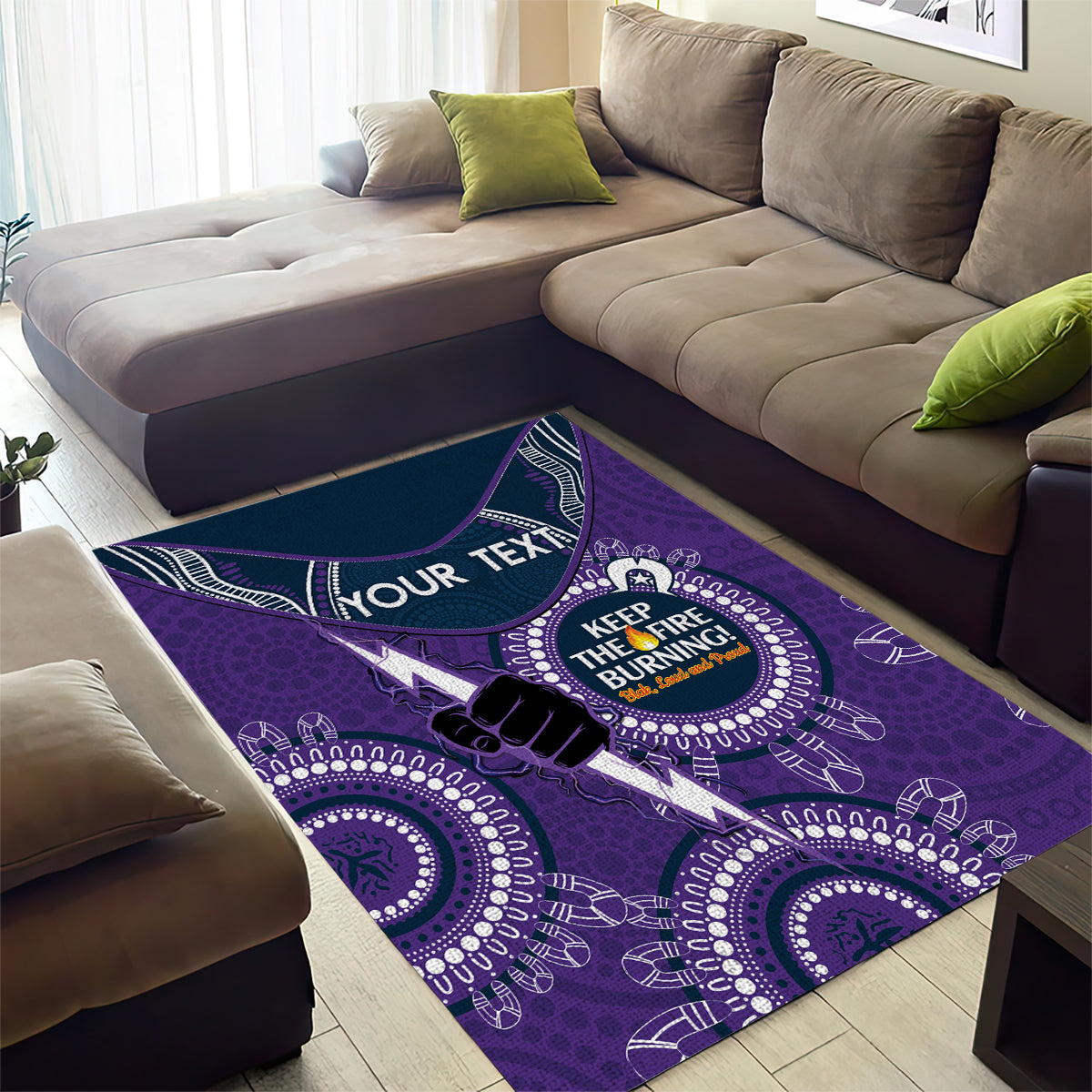 Custom NRL Storm NAIDOC Week Area Rug Keep The Fire Burning Indigenous Art - Vibe Hoodie Shop