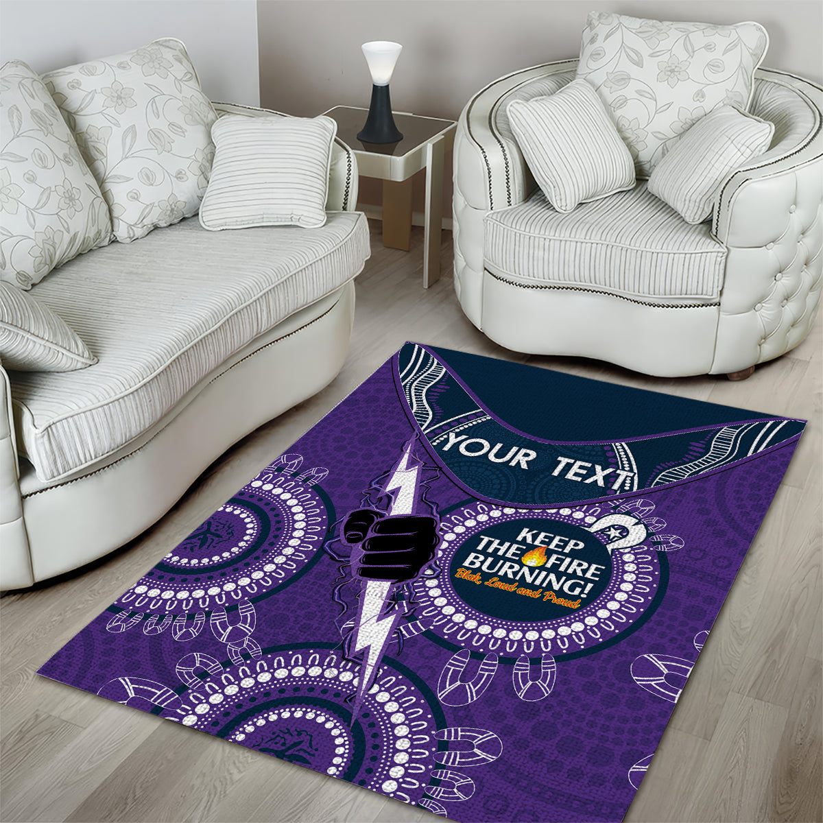 Custom NRL Storm NAIDOC Week Area Rug Keep The Fire Burning Indigenous Art - Vibe Hoodie Shop