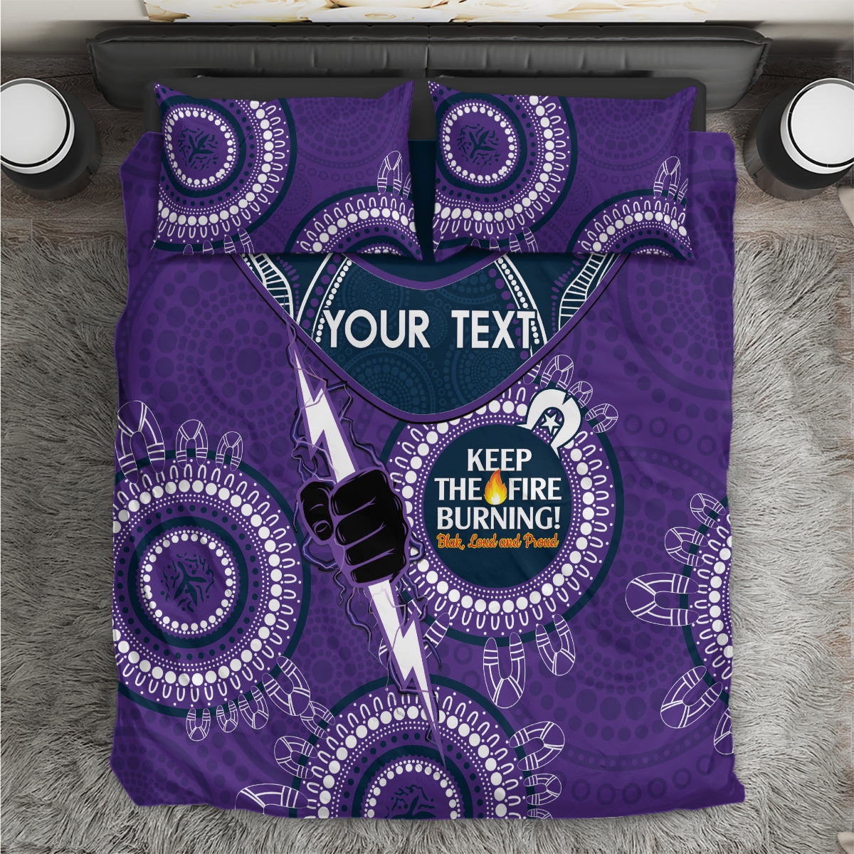 Custom NRL Storm NAIDOC Week Bedding Set Keep The Fire Burning Indigenous Art - Vibe Hoodie Shop