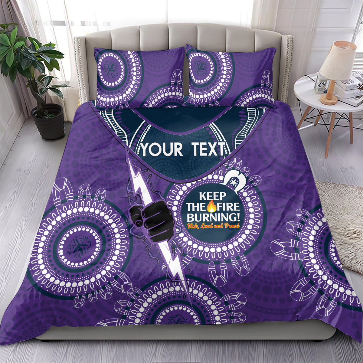 Custom NRL Storm NAIDOC Week Bedding Set Keep The Fire Burning Indigenous Art - Vibe Hoodie Shop