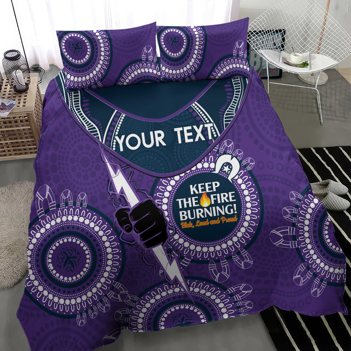 Custom NRL Storm NAIDOC Week Bedding Set Keep The Fire Burning Indigenous Art - Vibe Hoodie Shop
