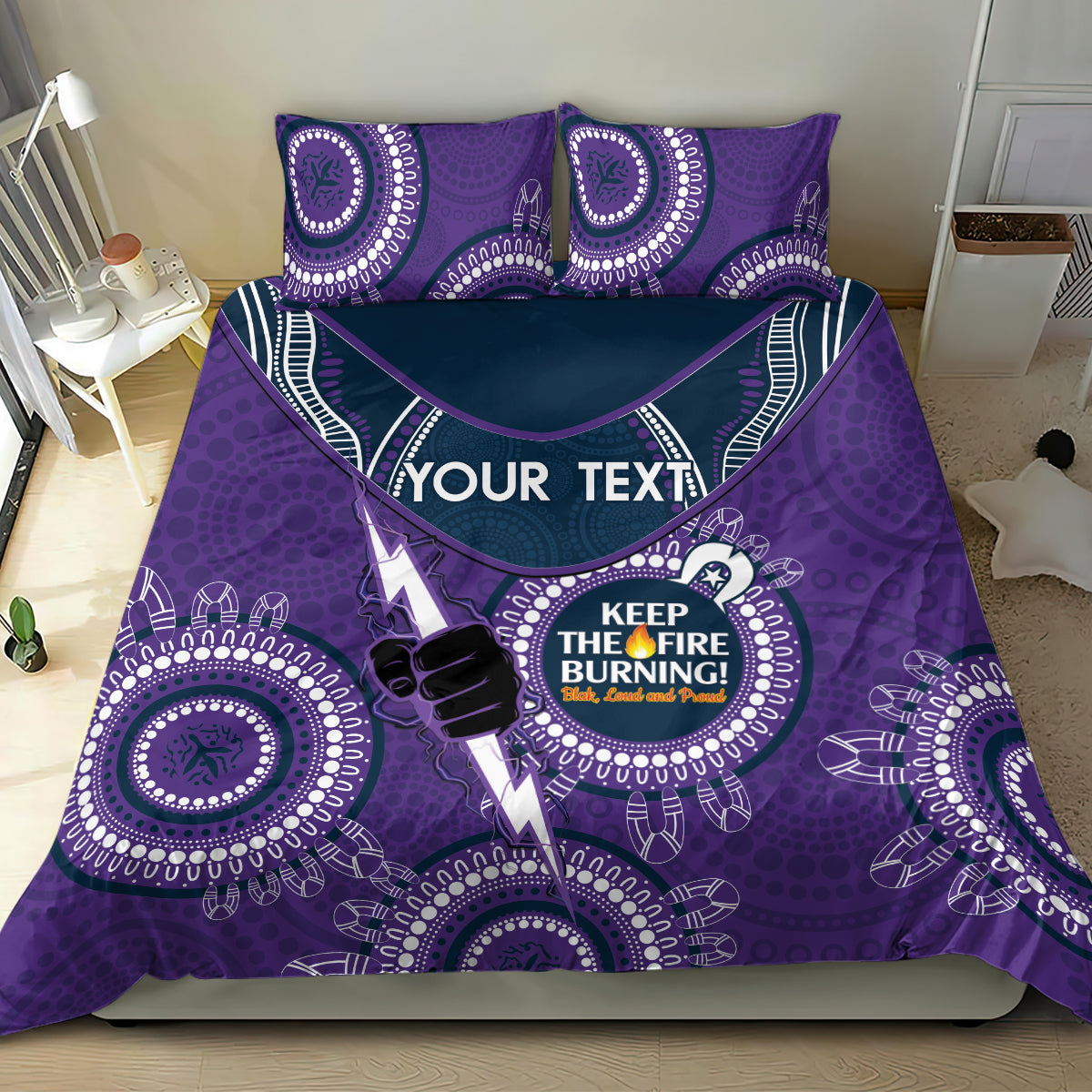 Custom NRL Storm NAIDOC Week Bedding Set Keep The Fire Burning Indigenous Art - Vibe Hoodie Shop