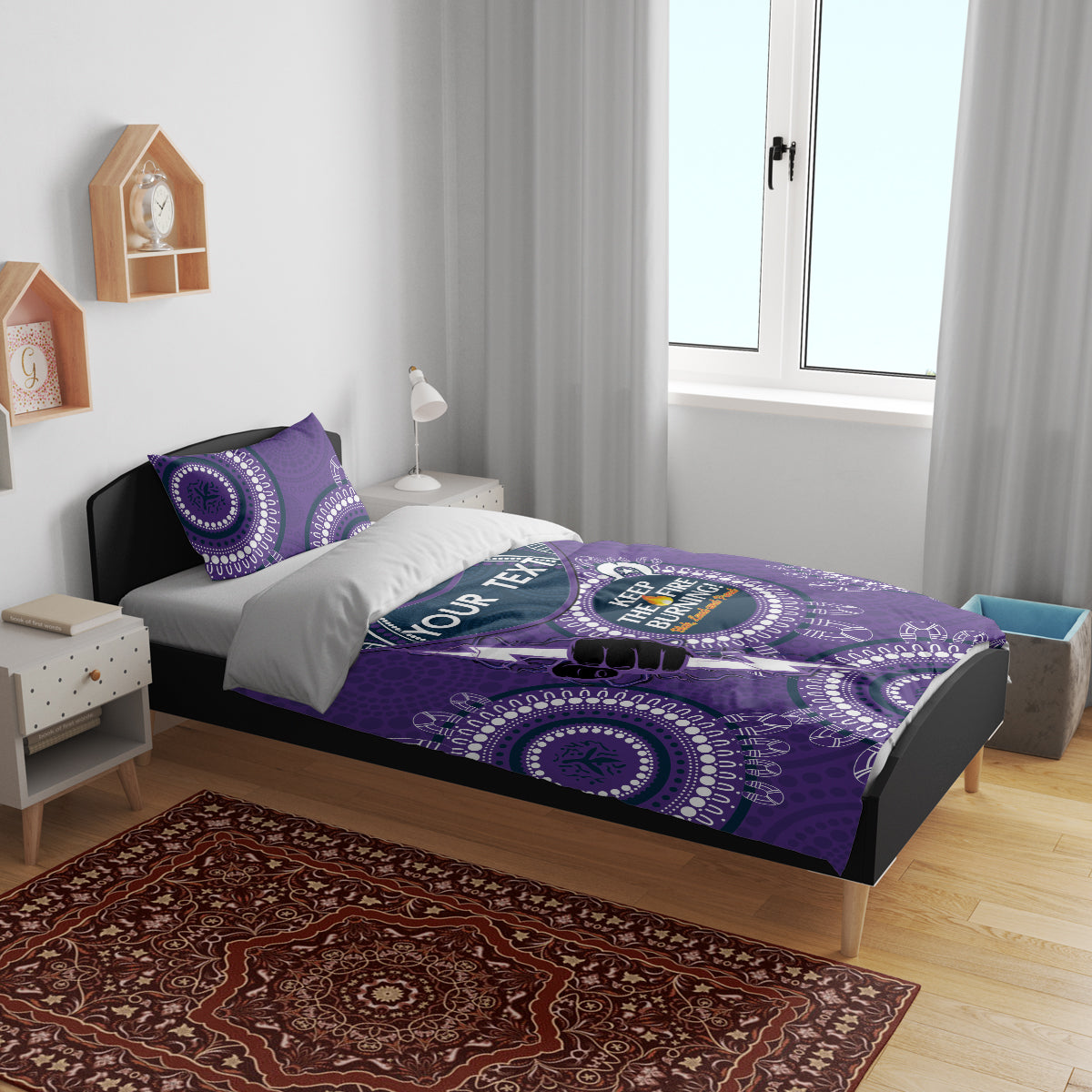 Custom NRL Storm NAIDOC Week Bedding Set Keep The Fire Burning Indigenous Art - Vibe Hoodie Shop