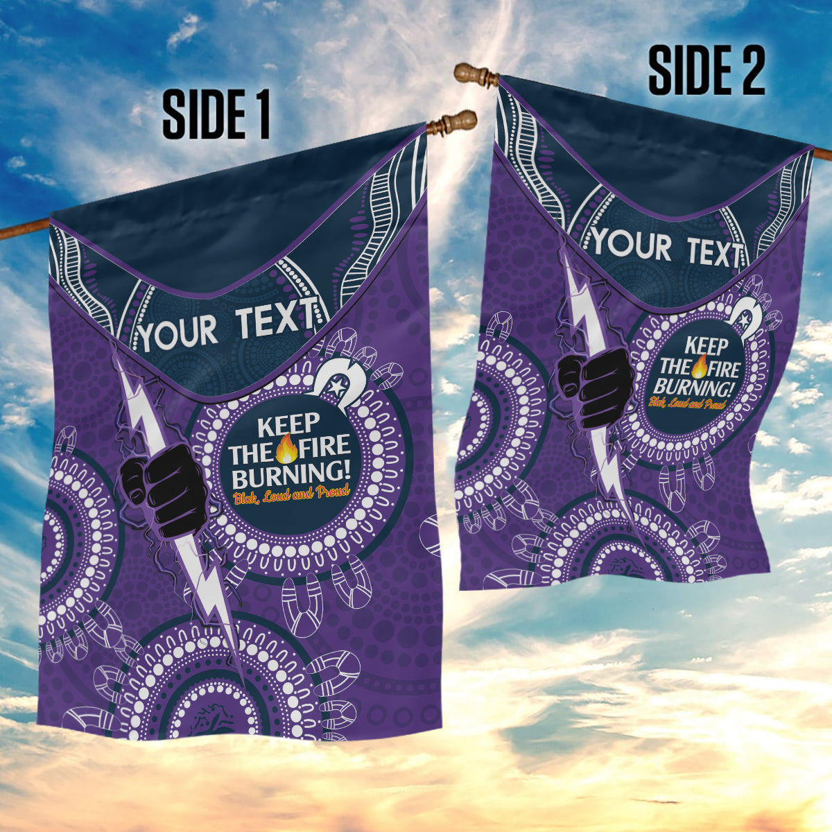 Custom NRL Storm NAIDOC Week Garden Flag Keep The Fire Burning Indigenous Art - Vibe Hoodie Shop