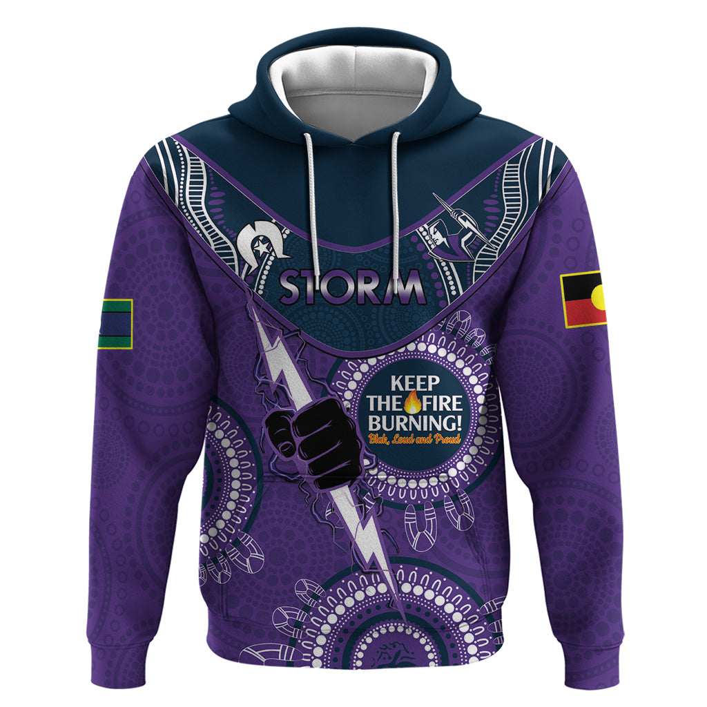 Custom NRL Storm NAIDOC Week Hoodie Keep The Fire Burning Indigenous Art - Vibe Hoodie Shop