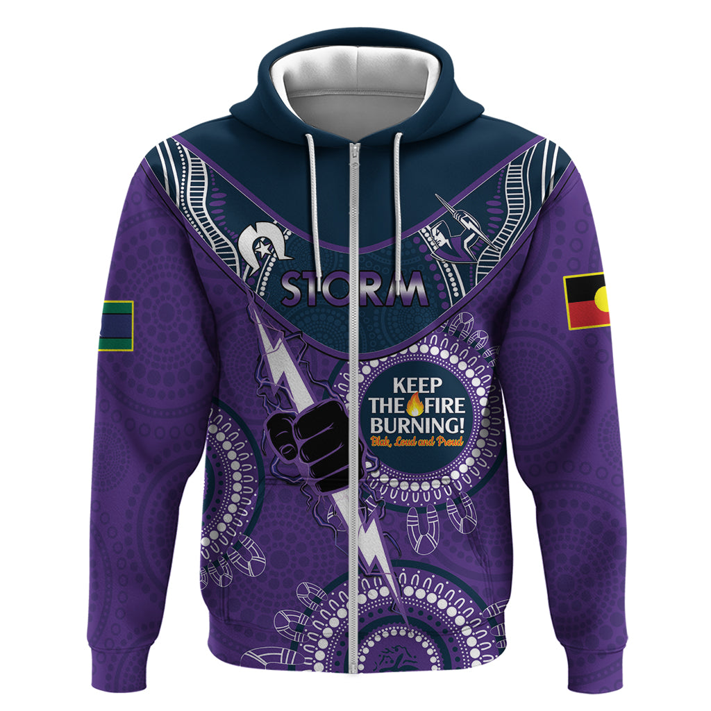 Custom NRL Storm NAIDOC Week Hoodie Keep The Fire Burning Indigenous Art - Vibe Hoodie Shop