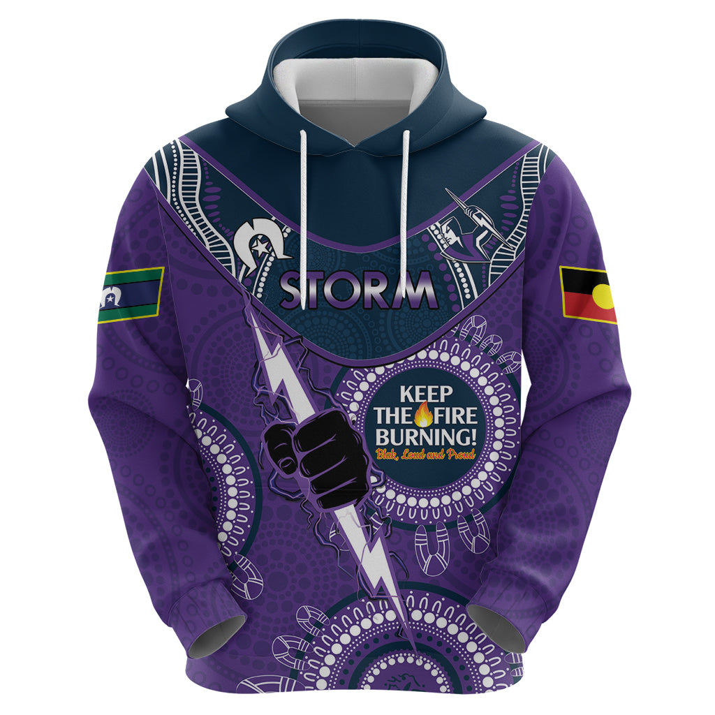 Custom NRL Storm NAIDOC Week Hoodie Keep The Fire Burning Indigenous Art - Vibe Hoodie Shop
