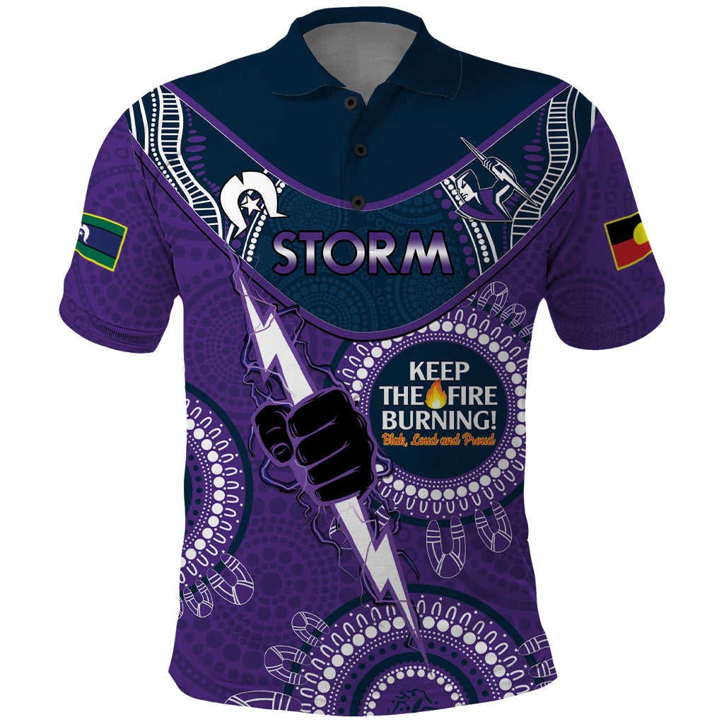 Custom NRL Storm NAIDOC Week Polo Shirt Keep The Fire Burning Indigenous Art - Vibe Hoodie Shop