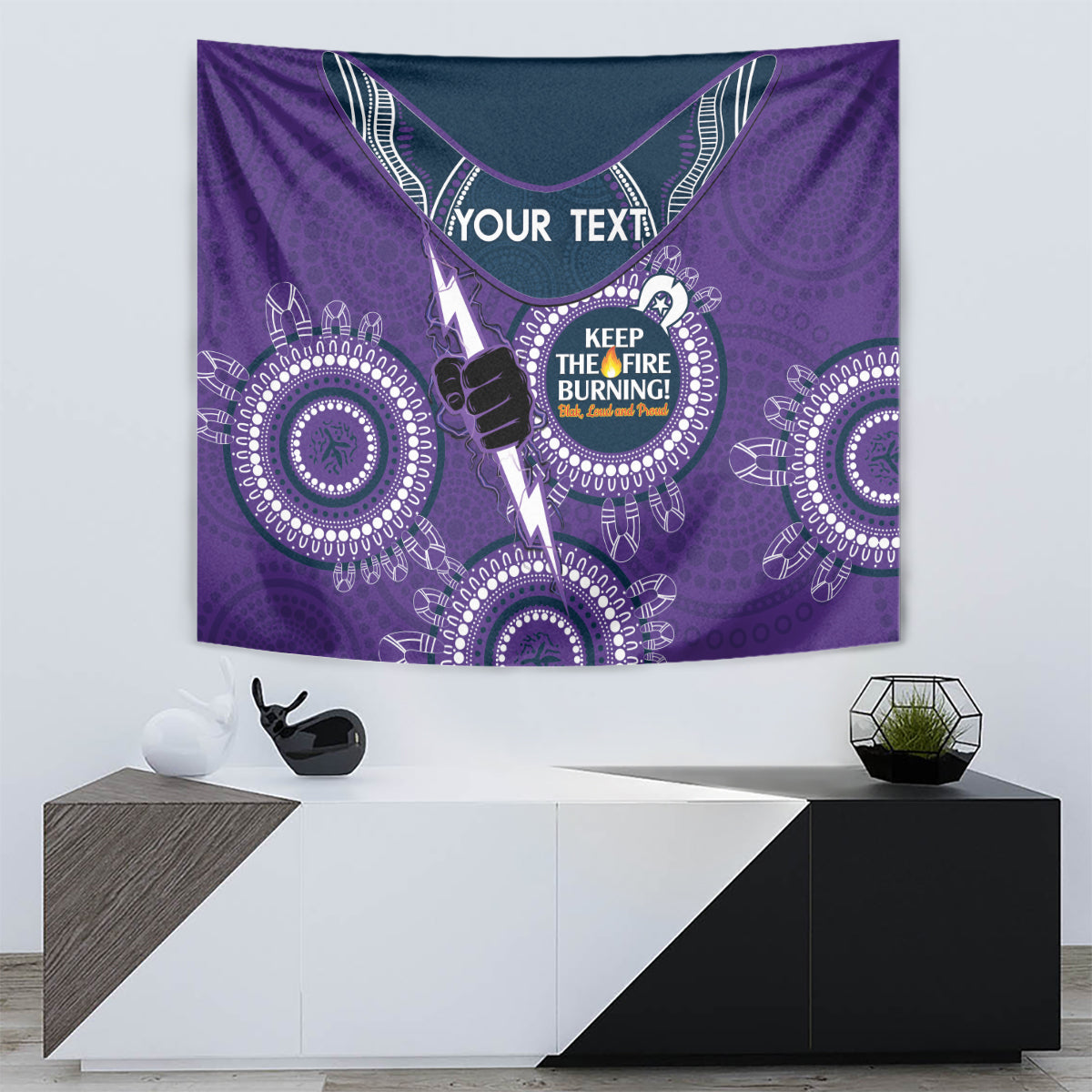 Custom NRL Storm NAIDOC Week Tapestry Keep The Fire Burning Indigenous Art - Vibe Hoodie Shop