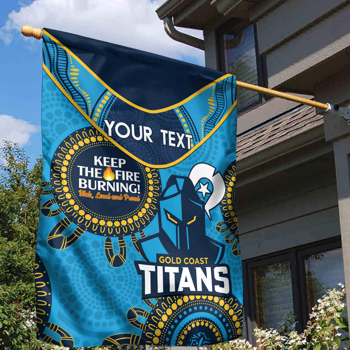 Custom NRL Titans NAIDOC Week Garden Flag Keep The Fire Burning Indigenous Art - Vibe Hoodie Shop