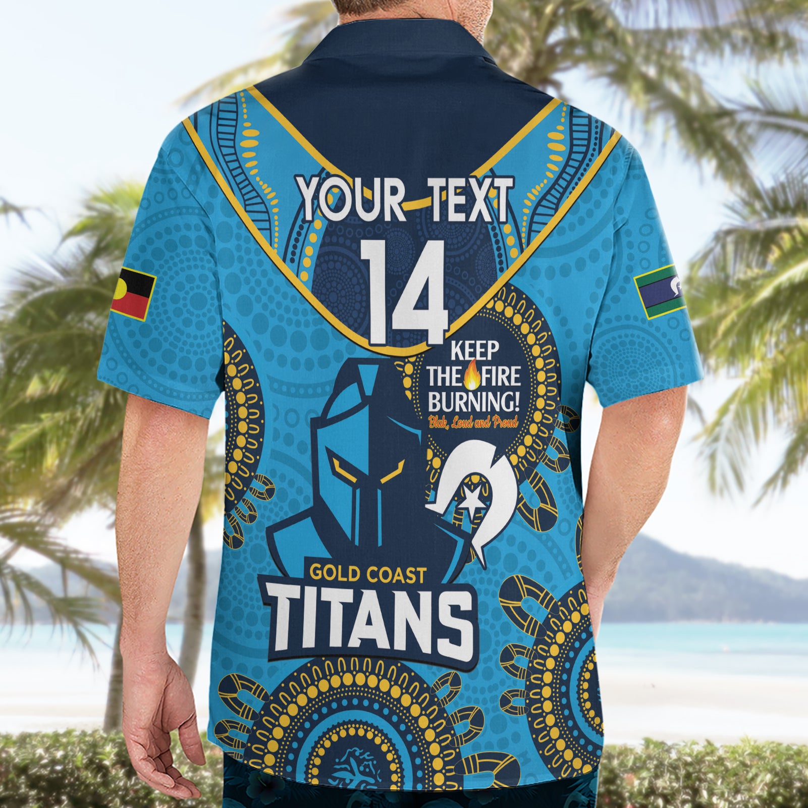 Custom NRL Titans NAIDOC Week Hawaiian Shirt Keep The Fire Burning Indigenous Art - Vibe Hoodie Shop