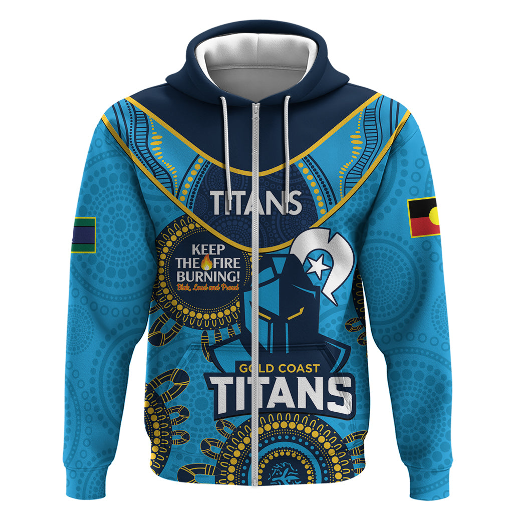 Custom NRL Titans NAIDOC Week Hoodie Keep The Fire Burning Indigenous Art - Vibe Hoodie Shop