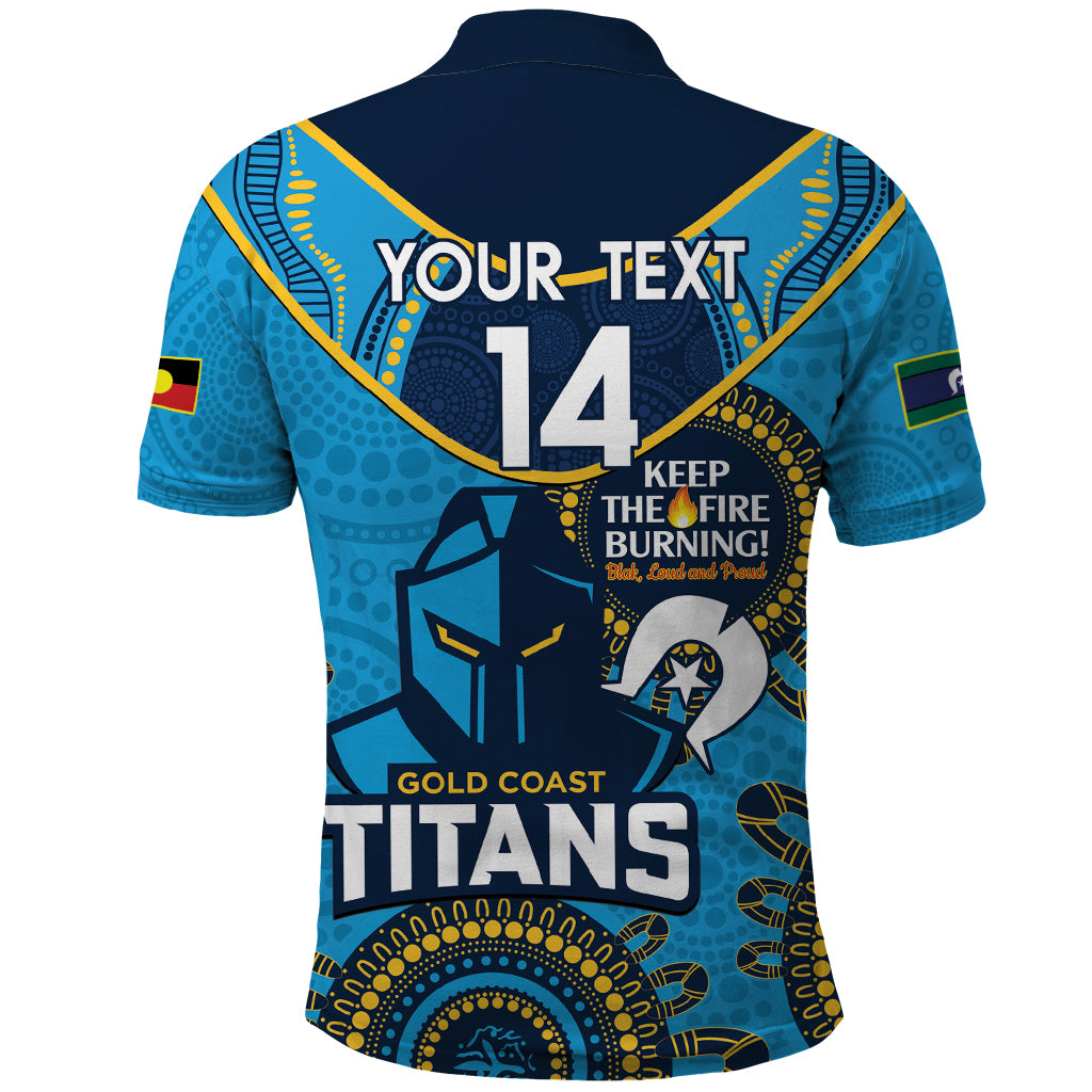 Custom NRL Titans NAIDOC Week Polo Shirt Keep The Fire Burning Indigenous Art - Vibe Hoodie Shop