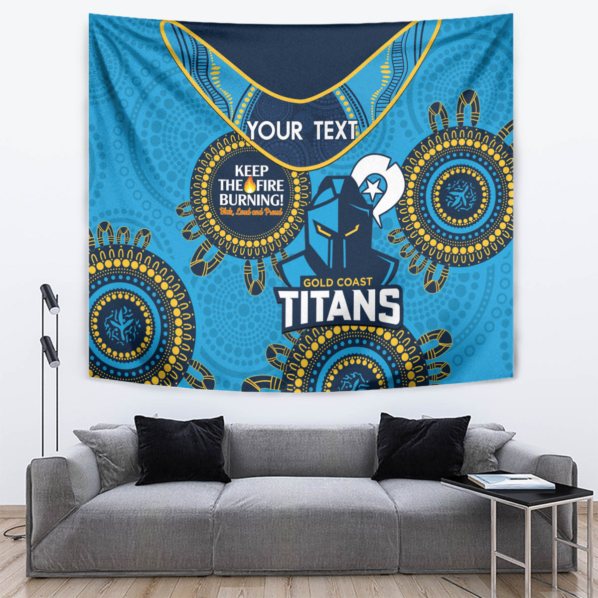 Custom NRL Titans NAIDOC Week Tapestry Keep The Fire Burning Indigenous Art - Vibe Hoodie Shop