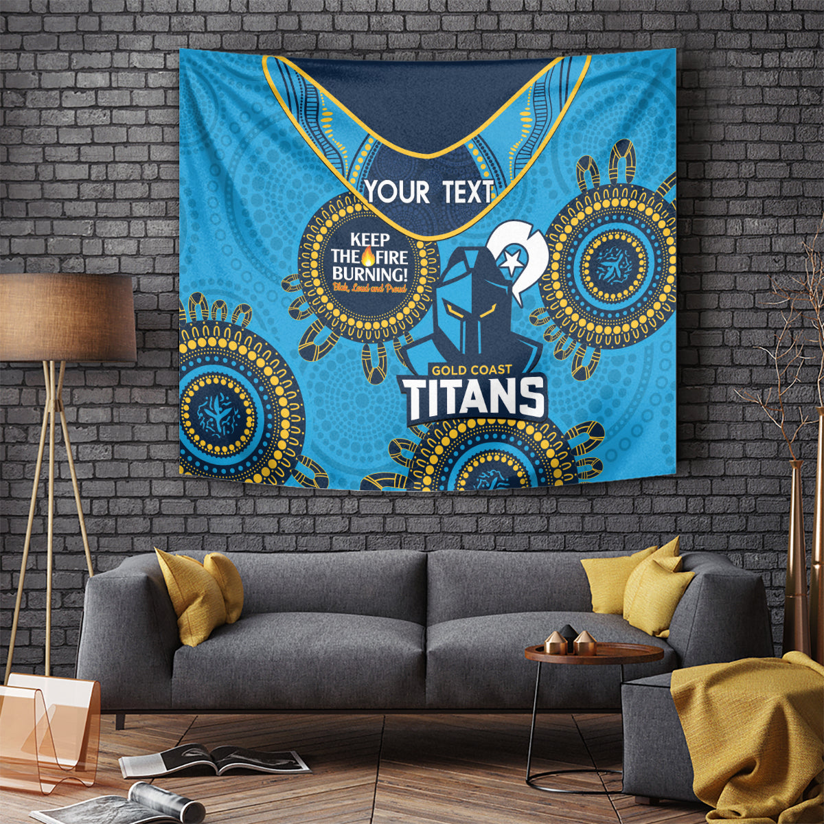 Custom NRL Titans NAIDOC Week Tapestry Keep The Fire Burning Indigenous Art - Vibe Hoodie Shop