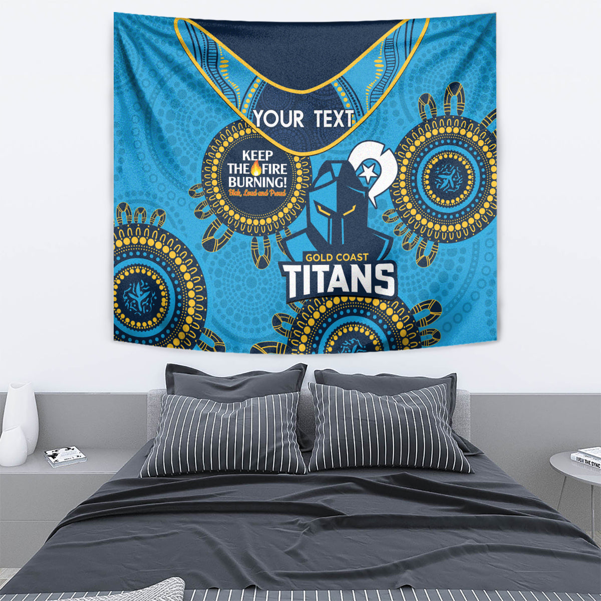 Custom NRL Titans NAIDOC Week Tapestry Keep The Fire Burning Indigenous Art - Vibe Hoodie Shop