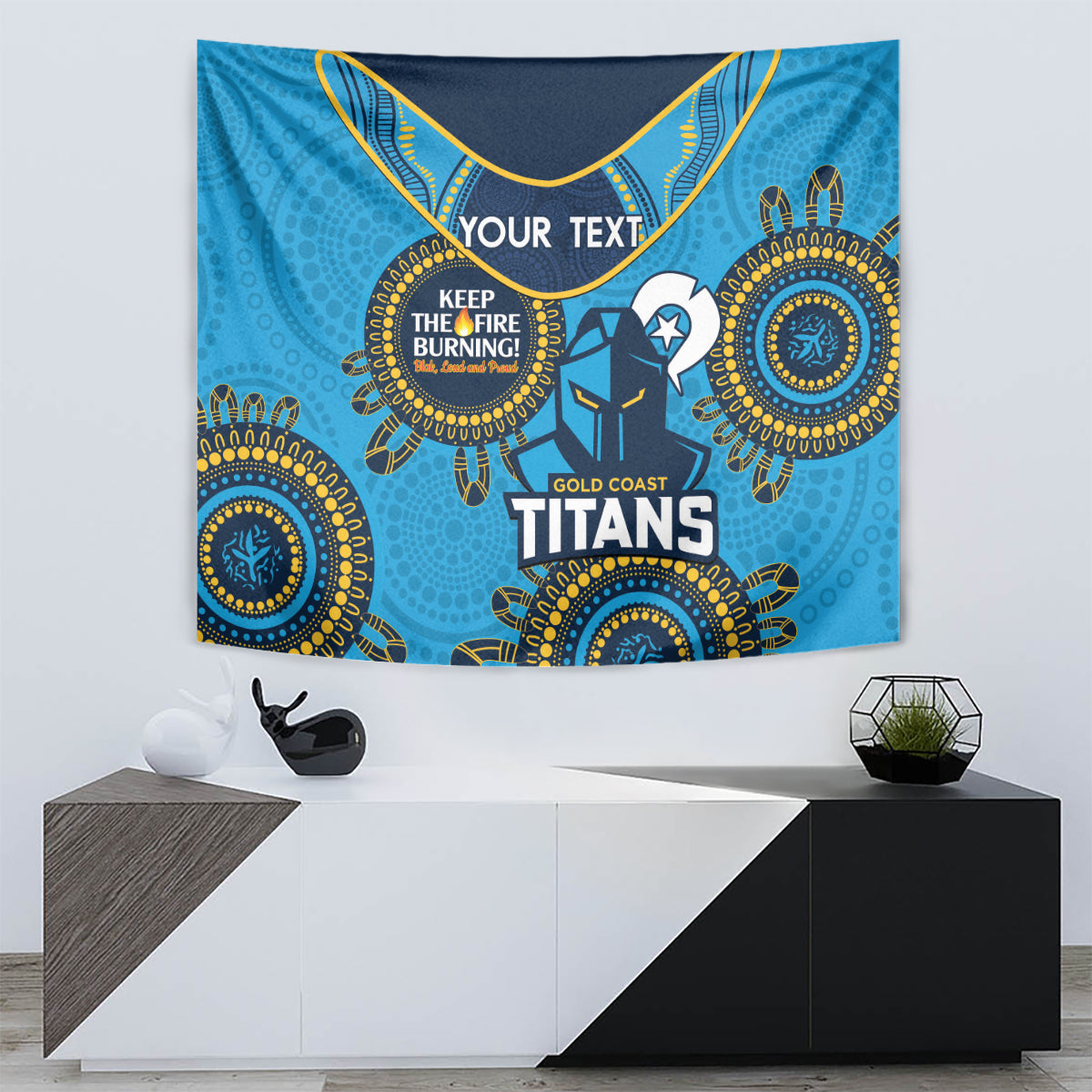 Custom NRL Titans NAIDOC Week Tapestry Keep The Fire Burning Indigenous Art - Vibe Hoodie Shop