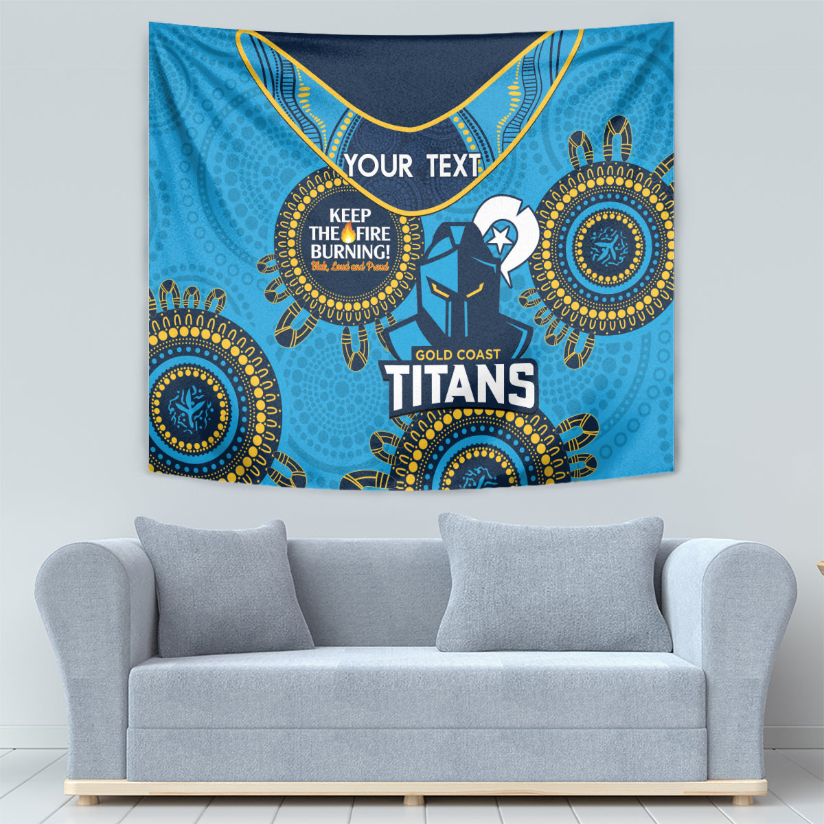 Custom NRL Titans NAIDOC Week Tapestry Keep The Fire Burning Indigenous Art - Vibe Hoodie Shop