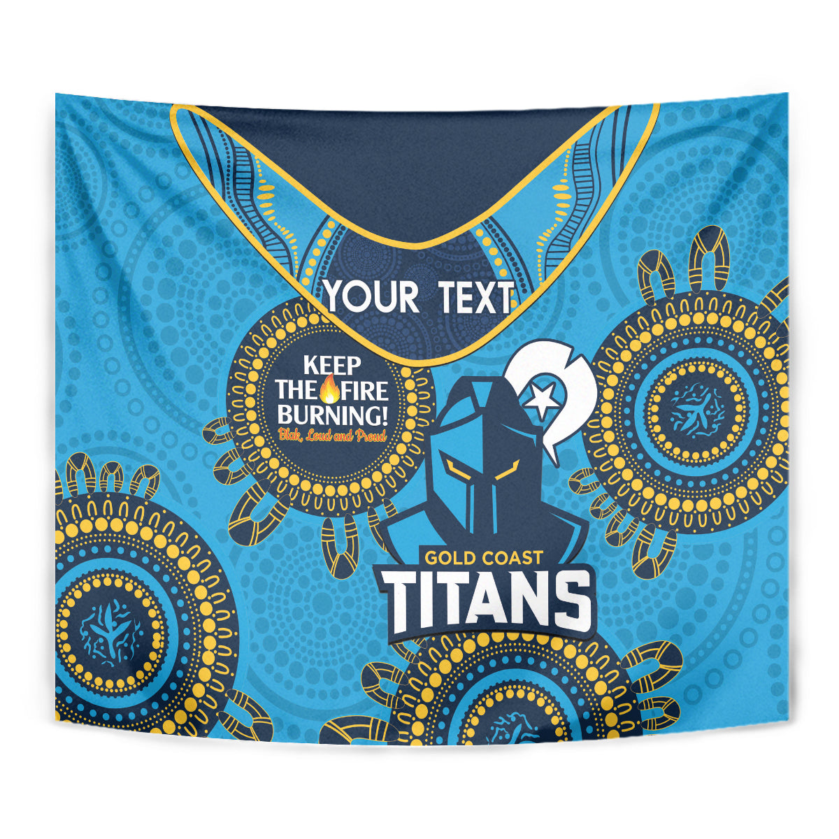 Custom NRL Titans NAIDOC Week Tapestry Keep The Fire Burning Indigenous Art - Vibe Hoodie Shop