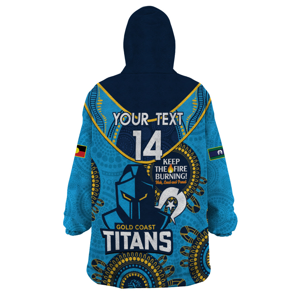 Custom NRL Titans NAIDOC Week Wearable Blanket Hoodie Keep The Fire Burning Indigenous Art - Vibe Hoodie Shop