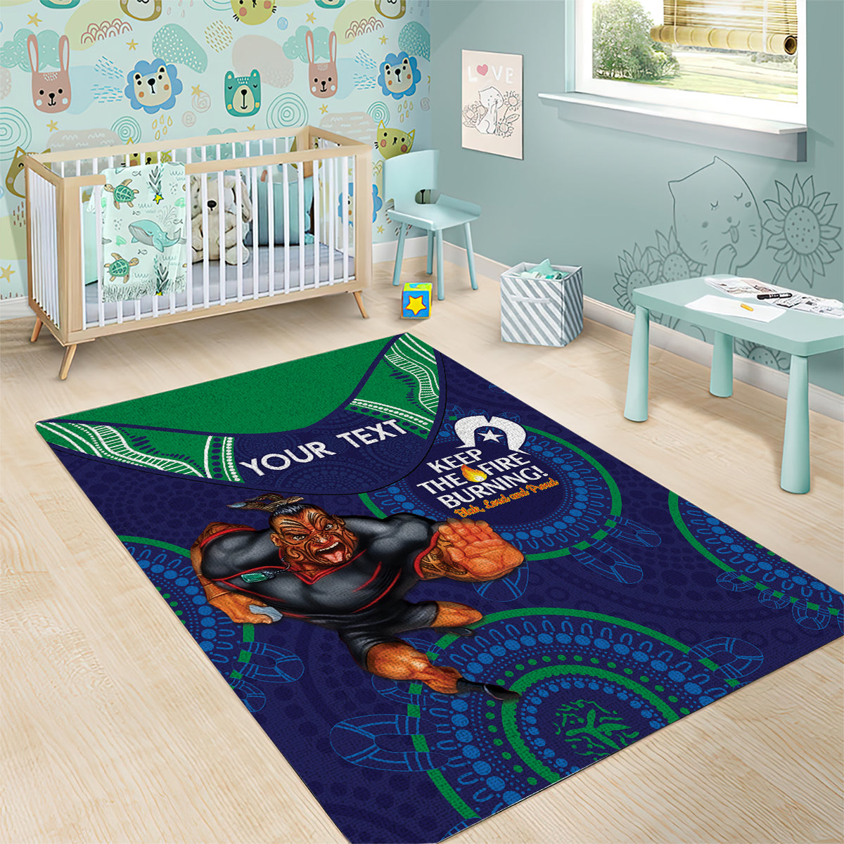 Custom NRL Warriors NAIDOC Week Area Rug Keep The Fire Burning Indigenous Art - Vibe Hoodie Shop