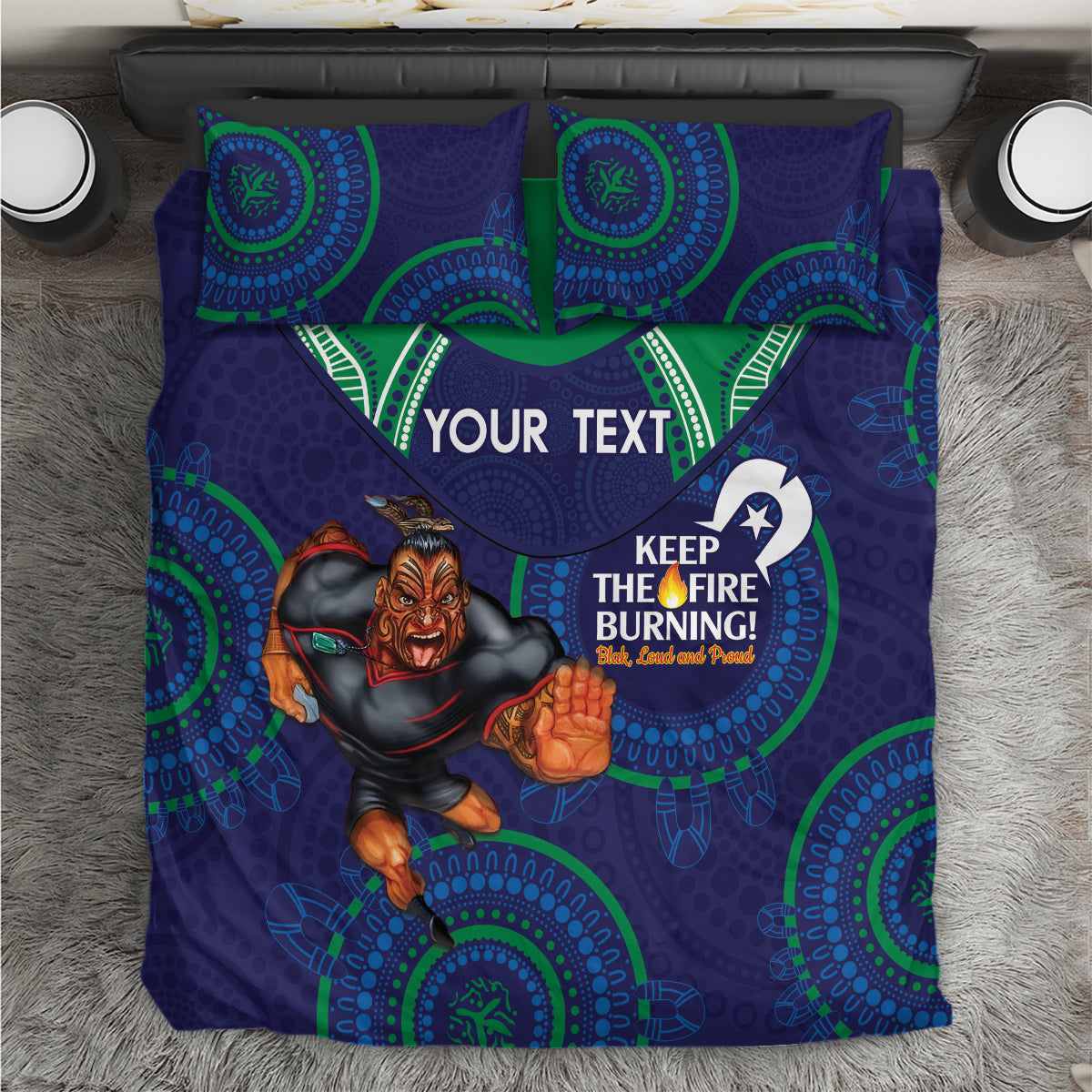 Custom NRL Warriors NAIDOC Week Bedding Set Keep The Fire Burning Indigenous Art - Vibe Hoodie Shop