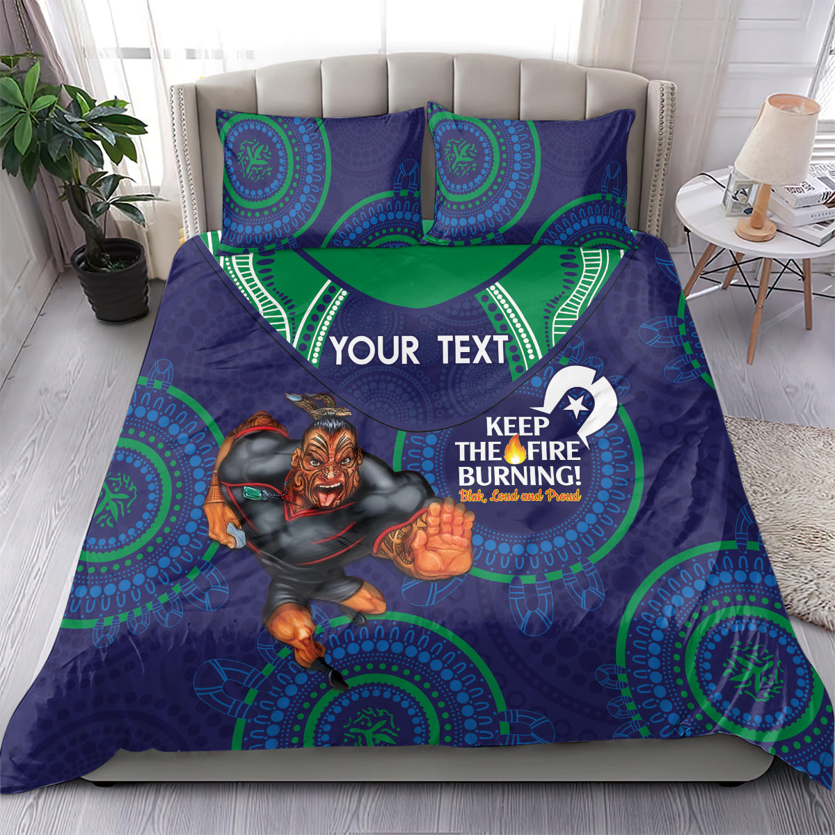 Custom NRL Warriors NAIDOC Week Bedding Set Keep The Fire Burning Indigenous Art - Vibe Hoodie Shop
