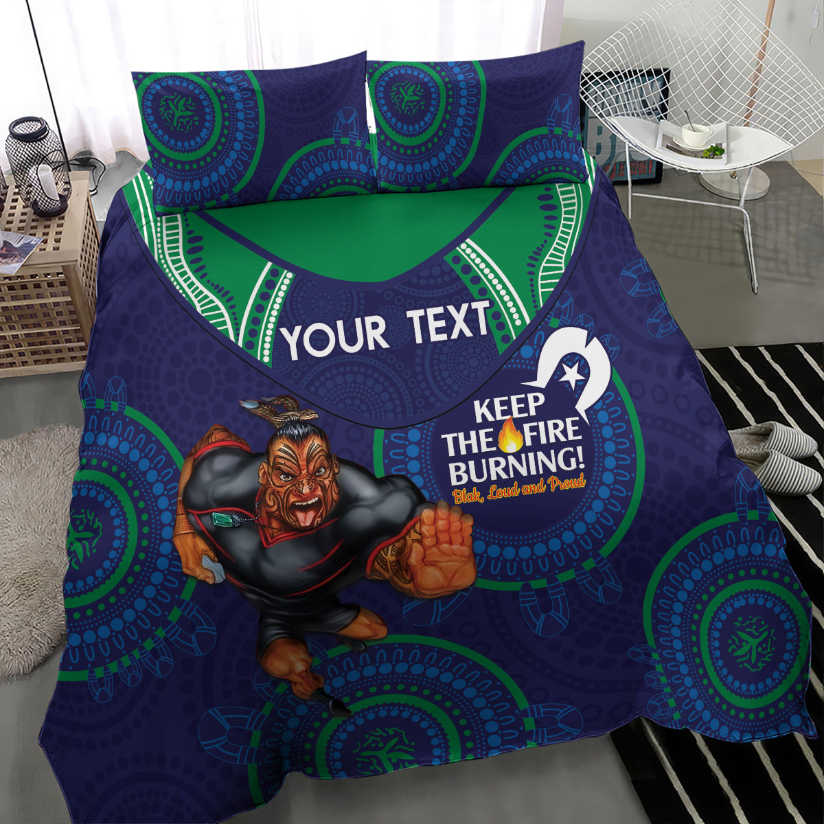 Custom NRL Warriors NAIDOC Week Bedding Set Keep The Fire Burning Indigenous Art - Vibe Hoodie Shop