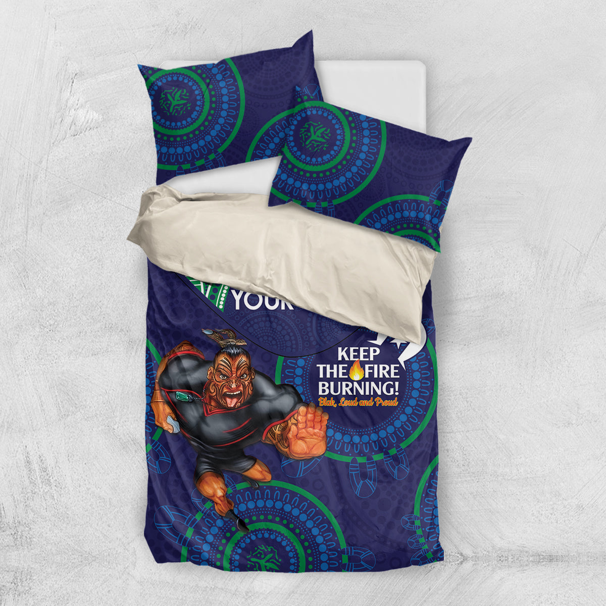 Custom NRL Warriors NAIDOC Week Bedding Set Keep The Fire Burning Indigenous Art - Vibe Hoodie Shop