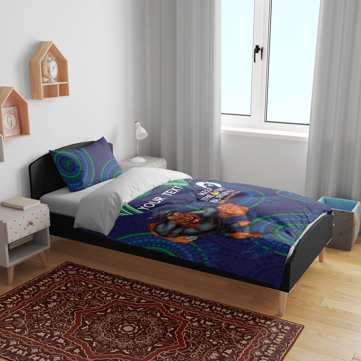 Custom NRL Warriors NAIDOC Week Bedding Set Keep The Fire Burning Indigenous Art - Vibe Hoodie Shop