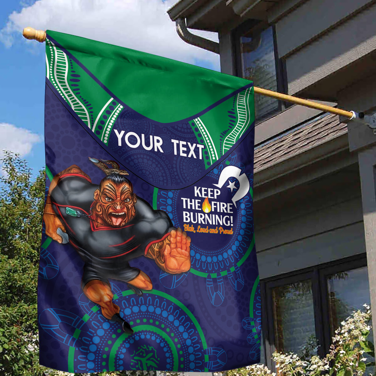 Custom NRL Warriors NAIDOC Week Garden Flag Keep The Fire Burning Indigenous Art - Vibe Hoodie Shop