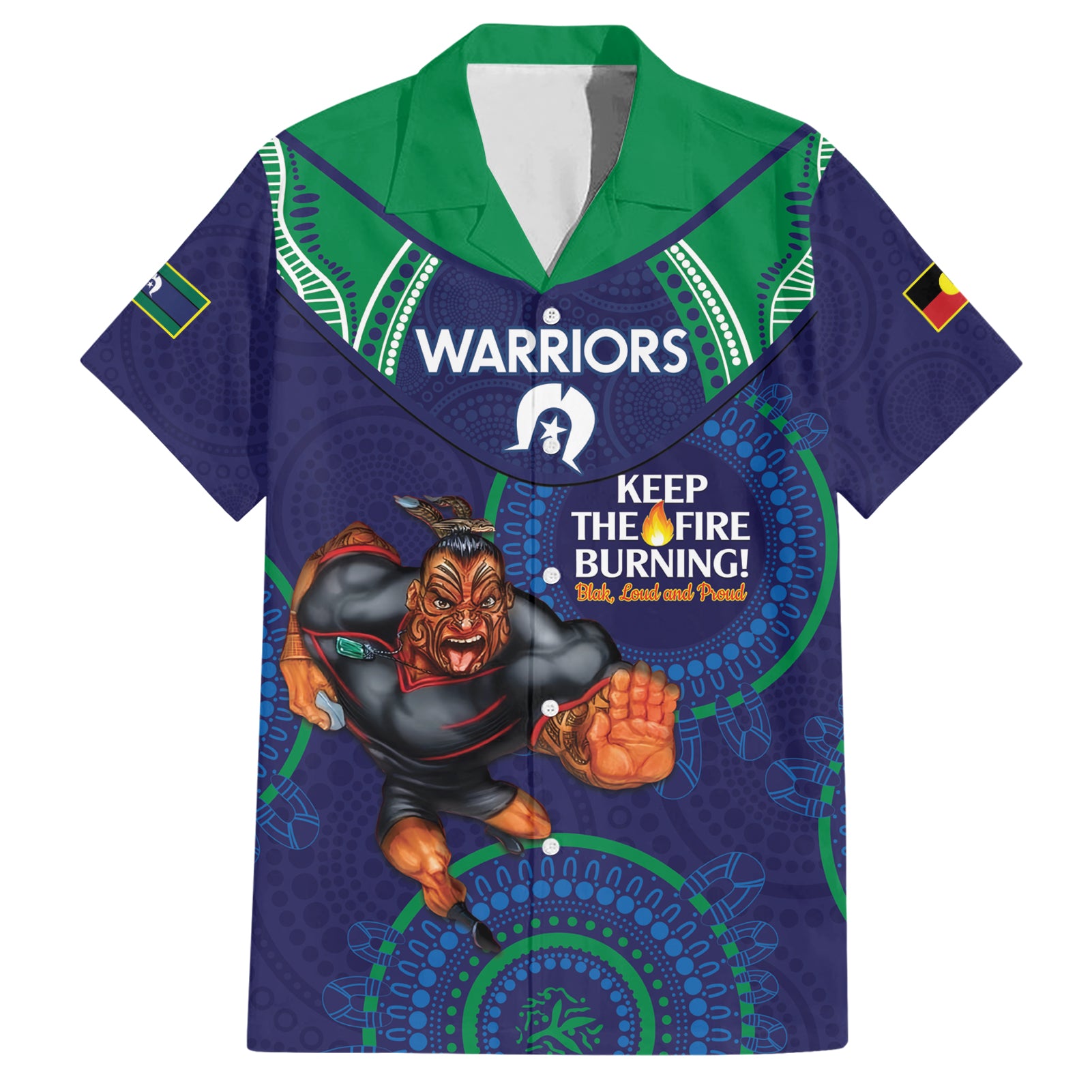 Custom NRL Warriors NAIDOC Week Hawaiian Shirt Keep The Fire Burning Indigenous Art - Vibe Hoodie Shop