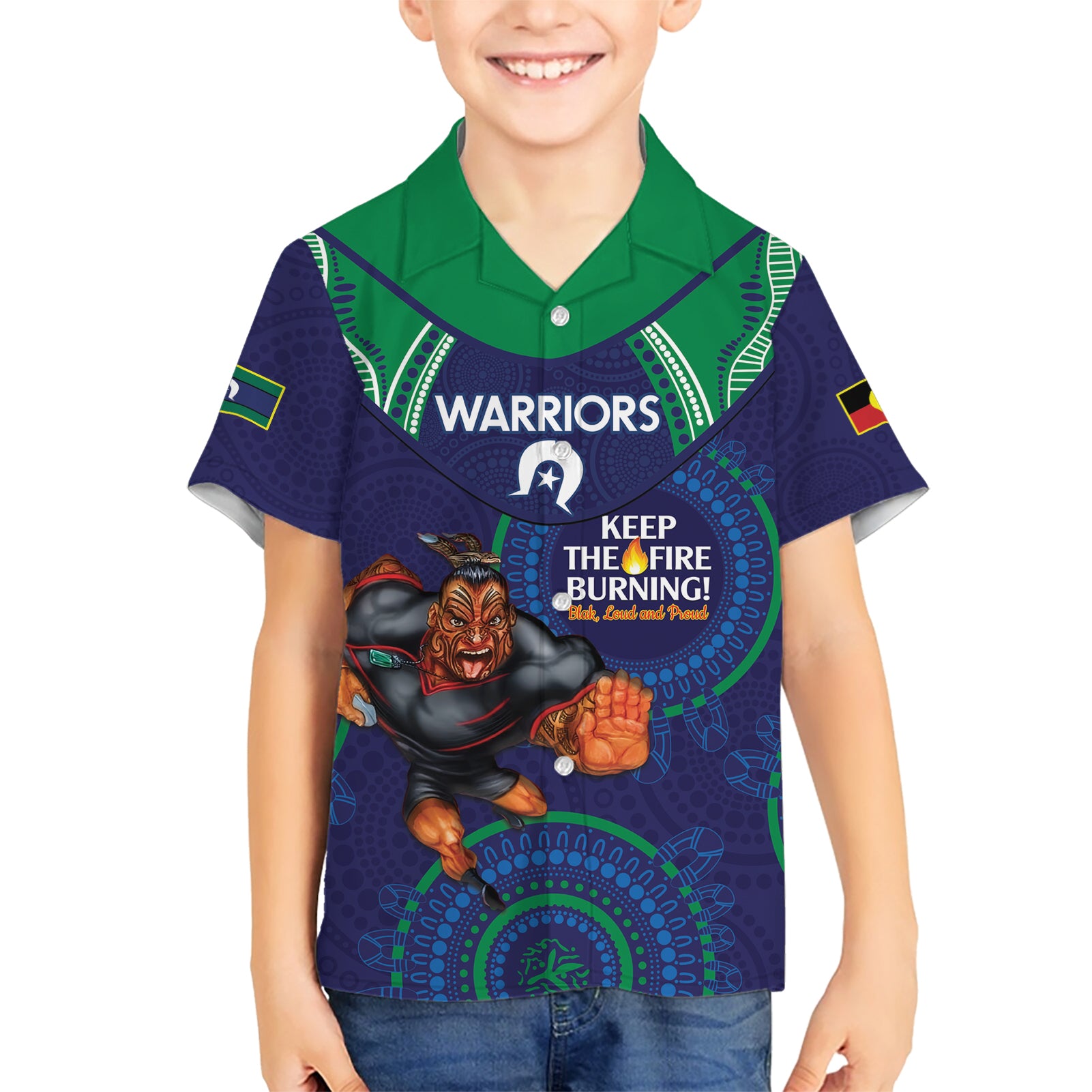 Custom NRL Warriors NAIDOC Week Hawaiian Shirt Keep The Fire Burning Indigenous Art - Vibe Hoodie Shop