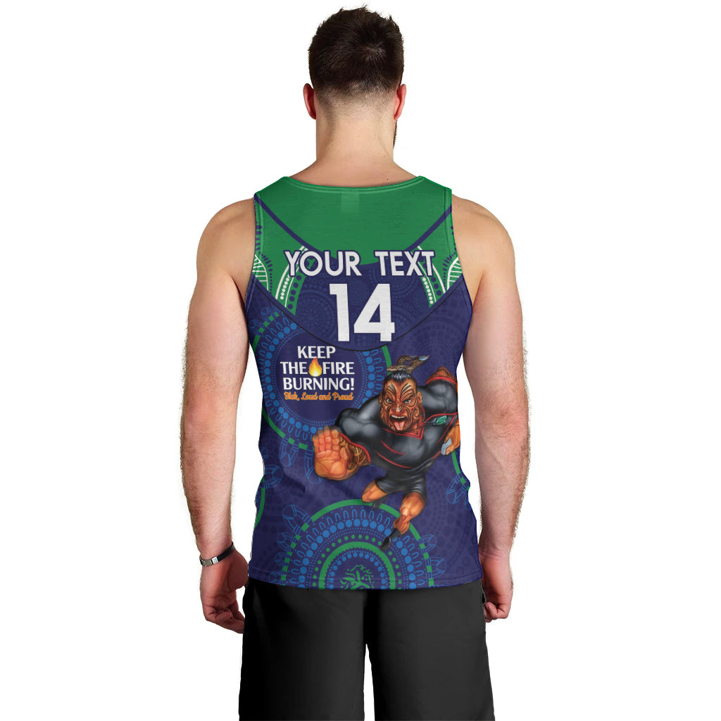 Custom NRL Warriors NAIDOC Week Men Tank Top Keep The Fire Burning Indigenous Art - Vibe Hoodie Shop