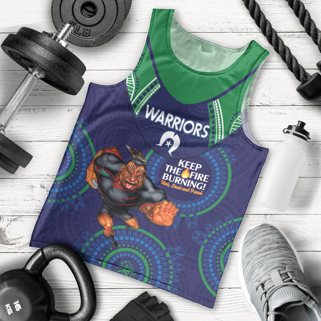 Custom NRL Warriors NAIDOC Week Men Tank Top Keep The Fire Burning Indigenous Art - Vibe Hoodie Shop