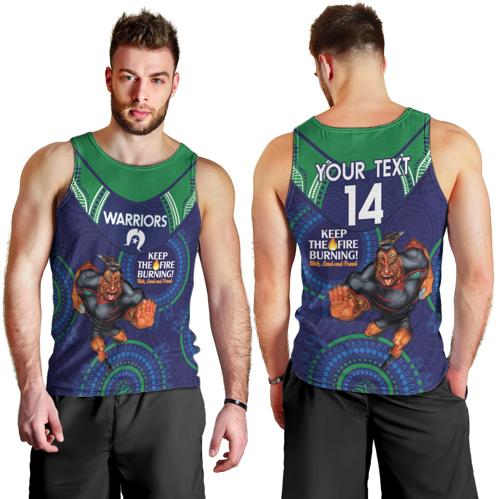 Custom NRL Warriors NAIDOC Week Men Tank Top Keep The Fire Burning Indigenous Art - Vibe Hoodie Shop