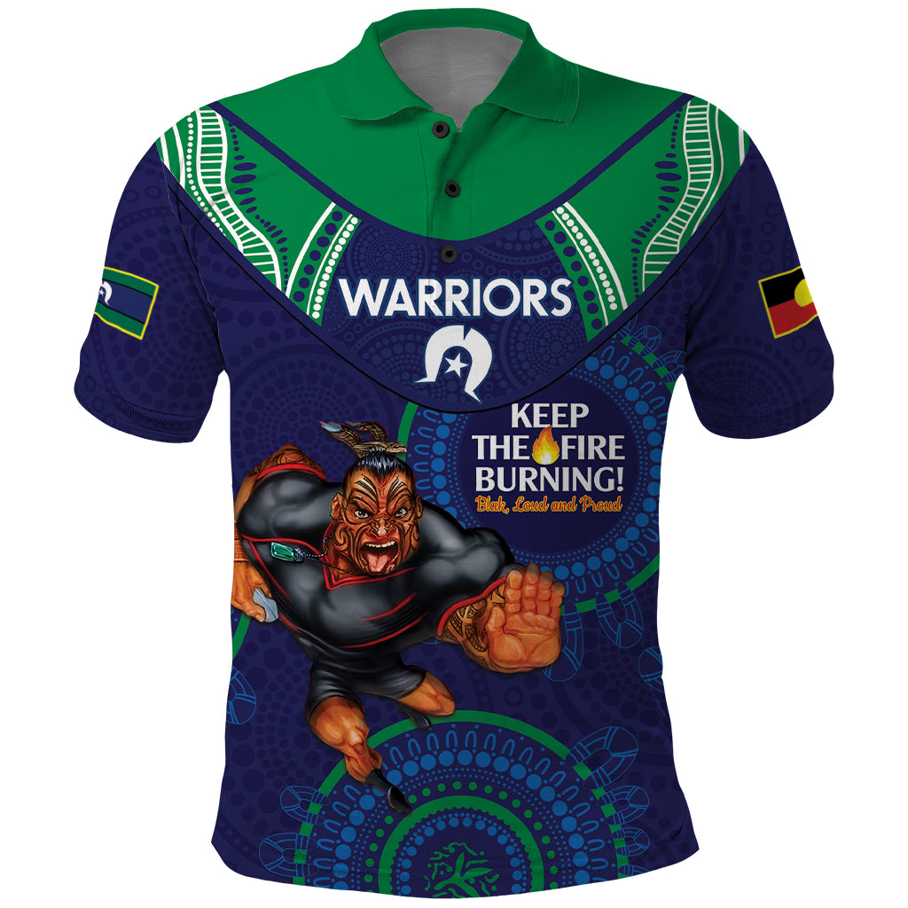 Custom NRL Warriors NAIDOC Week Polo Shirt Keep The Fire Burning Indigenous Art - Vibe Hoodie Shop