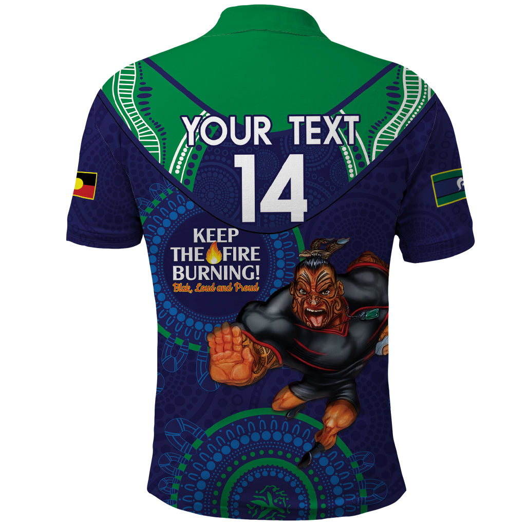 Custom NRL Warriors NAIDOC Week Polo Shirt Keep The Fire Burning Indigenous Art - Vibe Hoodie Shop